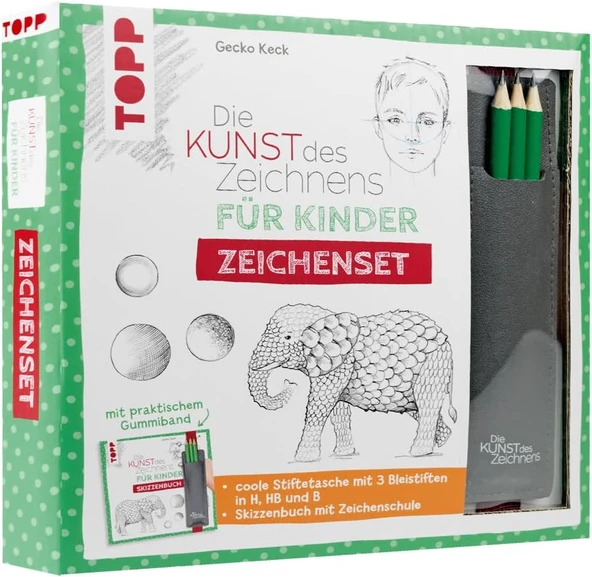 Die Kunst Des Zeichnens Für Zeichenset: Skizzenbuch Mit Cooler Stiftetasche Und 3 Bleistiften. Mit Praktischem Gummiband ürün görseli 1