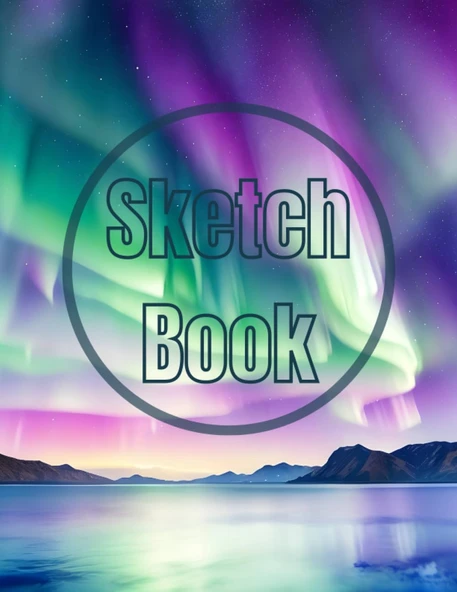 Sketch Book: Watercolor The Aurora Lights Over The Sea View Cover Page Sketchbook Blank Paper Pad 8.5" X 11" - 120 Pages Blank Paper ... Unlined Journal Cover Sketchbooks ürün görseli 1