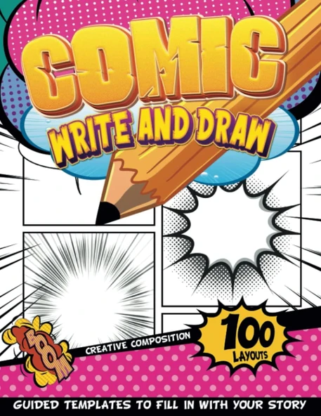 Comic Sketch Pad For Teen Girls: Empty Comic Book To Create Your Own Story - 100 Templates With Bubbles And Effects ürün görseli 1