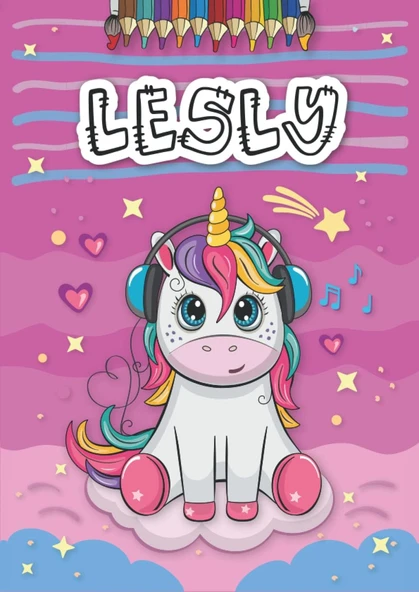 Lesly: Livre De Coloriage Personnalisé Pour Lesly | Licorne | Cadeau D'Anniversaire Pour Fille ... | 4 À 8 Ans | 25 Motifs De Licorne Avec Le Prénom Lesly, Grand Format A4 (21 X 29.7 Cm) ürün görseli 1