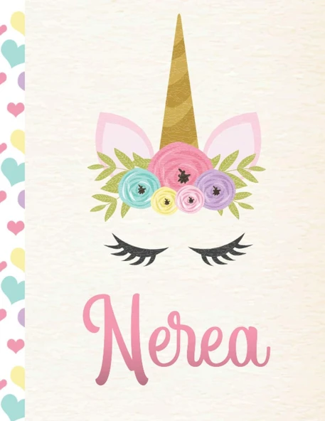 Nerea: Personalized Unicorn Sketchbook For Girls With Pink Spanish/Mexican/Latina Name - 8.5X11 110 Pages. Doodle, Draw, Sketch, Create! ürün görseli 1
