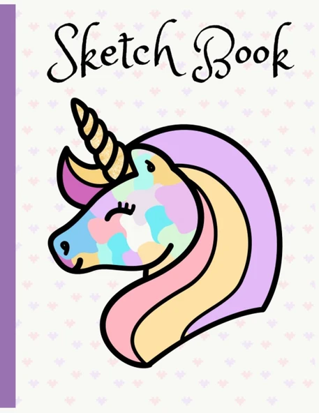 Sketchbook: Cute Colorful Unicorn Kawaii Large Sketchbook/Notebook: Sketchbook/Notebook For Girls And Artist Kids To Sketching And Drawing Or Doodling, 110 Pages Of "8.5X11" ürün görseli 1
