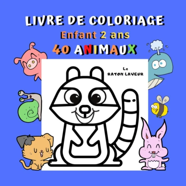 Livre De Coloriage Enfant 2 Ans 40 Animaux: Cahier De Coloriage Animaux Pour Enfant Dès 2 Ans | 40 Animaux Aux Contours Épais À Colorier : Panda Mouton Girafe (French Edition) ürün görseli 1