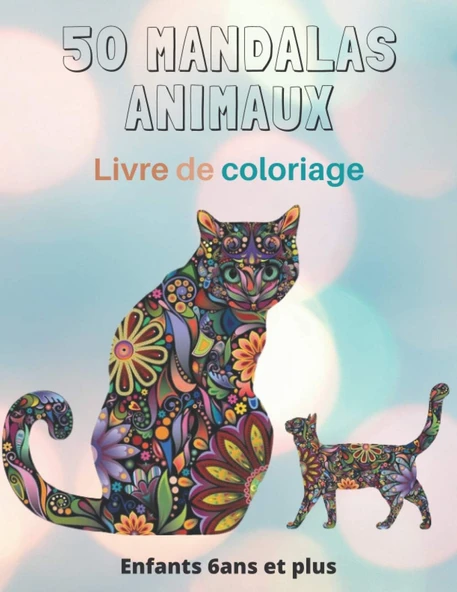 50 Mandalas Animaux Livre De Coloriage Enfants 6Ans Et Plus: Livre À Colorier | Mandalas Animaux Pour Enfants 6 Ans Et ... Coloriage Pour Enfants | Mandala De Nuit ürün görseli 1
