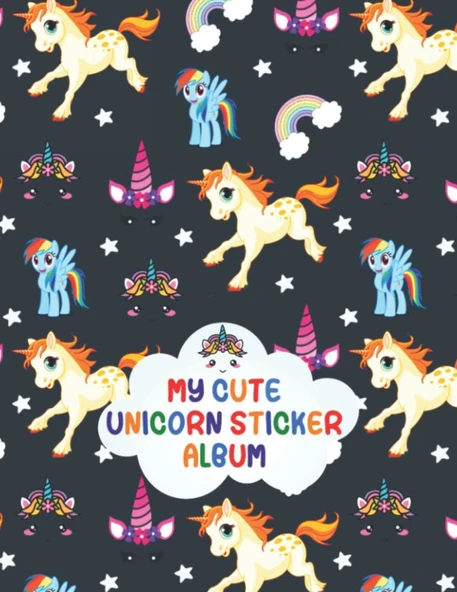 Independently Published My Cute Unicorn Sticker Album: Cute Blank Sticker Collecting Album For Boys, Girls, Kids, Toddlers And Adult, Funny Dinosaurs Pattern Themed Cover ... Book Organizer And Funny ürün görseli 1