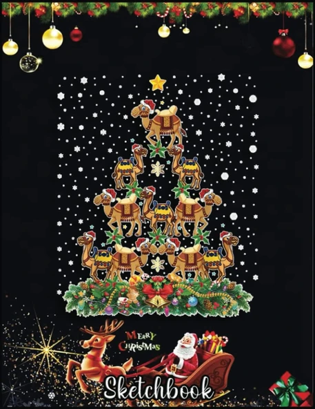 Christmas Sketch Book: Camel Christmas Tree Gift Funny Christmas Camel, 120 Pages Help You Your Ideas Size 8.5 X 11 Inches Sketchbook ürün görseli 1