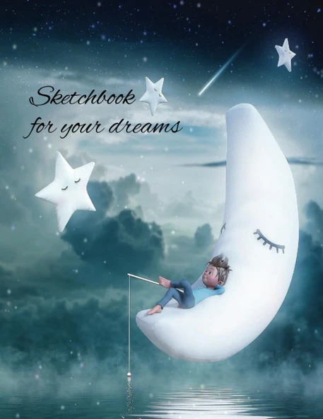 Sketchbook For Your Dreams - Glossy Cover, Black & White, 111 Pages, 8.5" X 11", ürün görseli 1