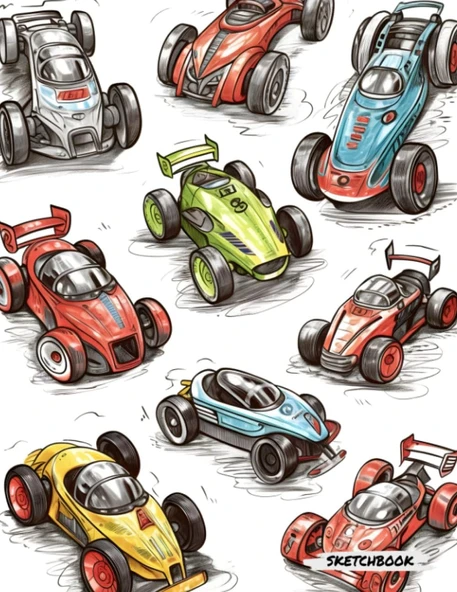 Independently Published Racecar Sketchbook For Kids: 100 White Pages, 8.5" X 11" ürün görseli 1