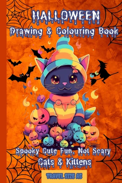 Independently Published Halloween Drawing And Colouring Book, Spooky Cute Fun, Not Scary. Cats And Kittens: Ghost, Pumpkin, Bat, And Witch-Themed Pages. A Quirky Non-Sweets ... Trick Or Treat, Ages 3 ürün görseli 1