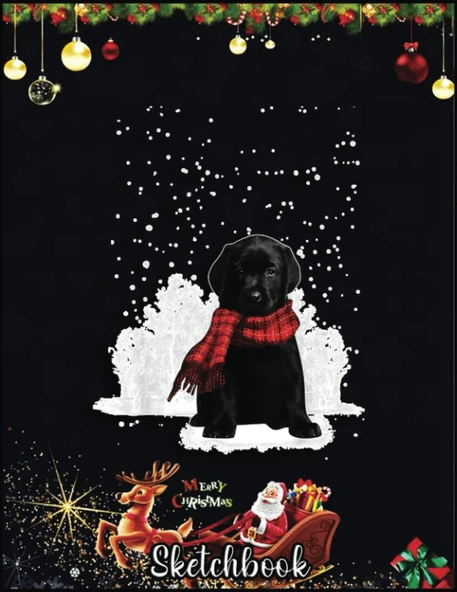 Christmas Sketch Book: Black Labrador In The Snow Merry Christmas Winter Gift, 120 Pages Help You Your Ideas Size 8.5 X 11 Inches ürün görseli 1
