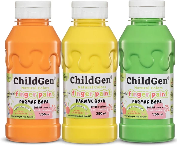 Süper Yıkanabilir 3'Lü Parmak Boya Seti (3X350Ml) (Turuncu-Sari-Yeşi̇l) ürün görseli 1