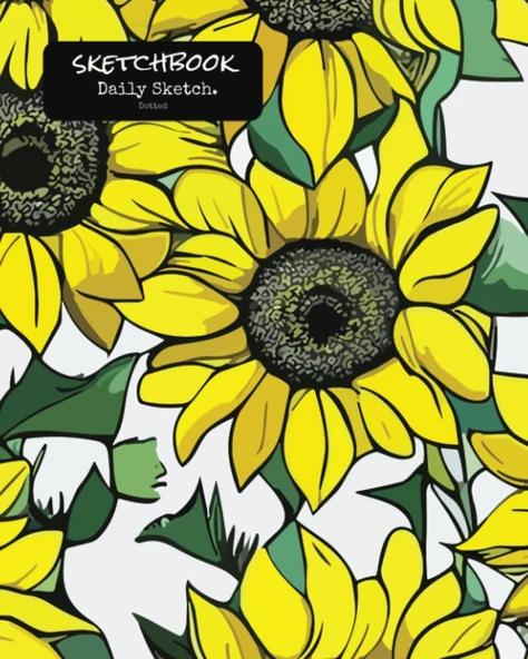 Sketchbook: Dotted Sketchbook For Drawing, Writing, Graphing, Sketching Or Doodling, 80 Pages, 8.5" X 10"... Large 5X5Mm Dotted Journal Sunflower Cover ürün görseli 1
