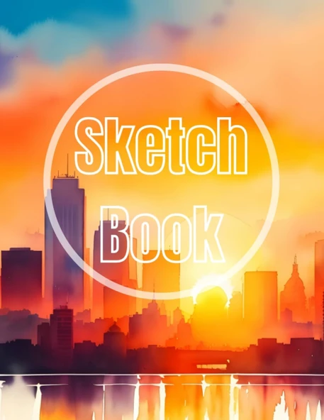 Sketch Book: Watercolor Sunset & City View Cover Page Sketchbook Blank Paper Pad 8.5" X 11" - Sketchbook 120 Pages Blank Paper ... Unlined Journal Cover Sketchbooks ürün görseli 1