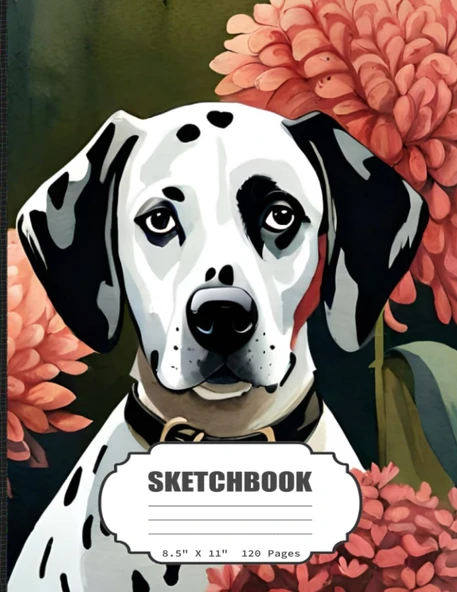 Sketchbook: Dalmatian Watercolor Sketch Book For Girls, Boys, Kids, Teens, Adults Artist Notebook/Journal For Drawing, Writing, Doodling Paper, 120 Pages, 8.5X11 (Blank Drawing Book) ürün görseli 1