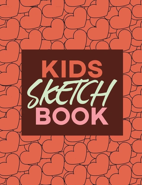Kids Sketchbook: Cute Red Love Heart Signs Pattern ürün görseli 1
