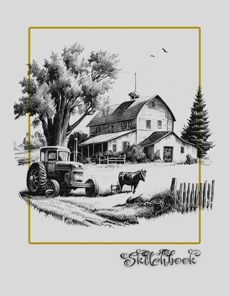 Sketchbook: Tractor Farm Scene, Large 8.5" X 11", 110 Pages, Perfect For Everyone, Crayons, Pencils, Drawing And Sketching ürün görseli 1