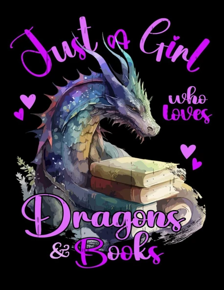 Independently Published Just A Girl Who Loves Dragons And Books: Cute Dragon Sketchbook 8.5'' X 11'' With Blank Paper For Dragon Lovers | Perfect Dragons Notebook For Teen ... For Drawing, Doodling O ürün görseli 1