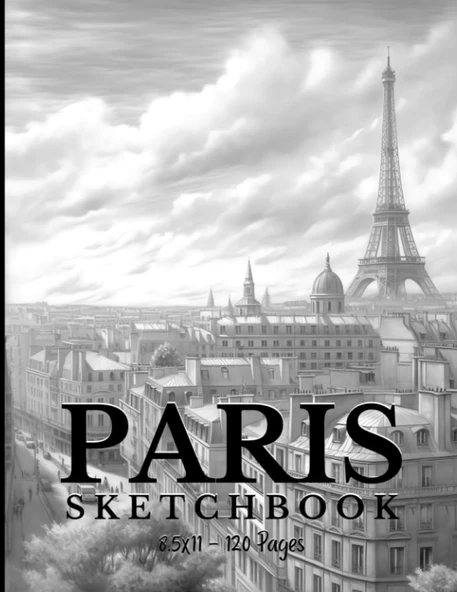 Paris Sketchbook: France Cover 120 Pages Unlined Drawing Notebook, 8.5X11 Large Sketch Book For Doodling Or Sketching Journal ürün görseli 1