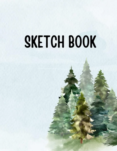 And Green Watercolor Sketch Book: 8.5"X11" , 100 Sheets , White ürün görseli 1