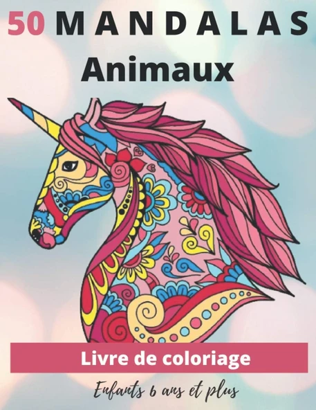 50 Mandalas Animaux Livre De Coloriage Enfants 6 Ans Et Plus: Livre À Colorier | Mandalas Animaux Pour Enfants 6 Ans Et ... Coloriage Pour Enfants | Mandala De Nuit ürün görseli 1