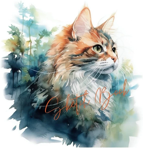 Independently Published Sketchbook: Watercolor Cat Sketchbook Cover Gift 8.5 * 8.5 Inches, 120 Pages, Large Size, Glossy Cover, Kids Adult Teen, Who Love Cat ürün görseli 1