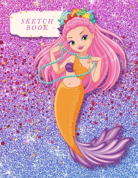 Notebook Mermaid Cover Orange Scales: Sketchbook For Writing And Drawing, Painting, Sketching Or Doodling, Large For Girls And Mermaid Princess Lover ... - 120 Pages Glossy Cover (Kids Drawing Books) ürün görseli 1