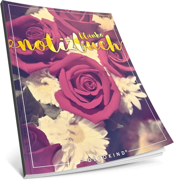 Dékokind® Blanko Notizbuch: Ca. A4-Format • 100 Seiten Mit Inhaltsverzeichnis • Perfekt Als Zeichenbuch, Skizzenbuch Oder Tagebuch • Artnr. 20 Rosen • Softcover ürün görseli 1