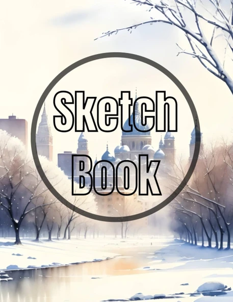 Sketch Book: Watercolor Winter City Cover Page Sketchbook Blank Paper Pad 8.5" X 11" - Sketchbook 120 Pages Blank Paper Book For ... Unlined Journal Cover Sketchbooks ürün görseli 1