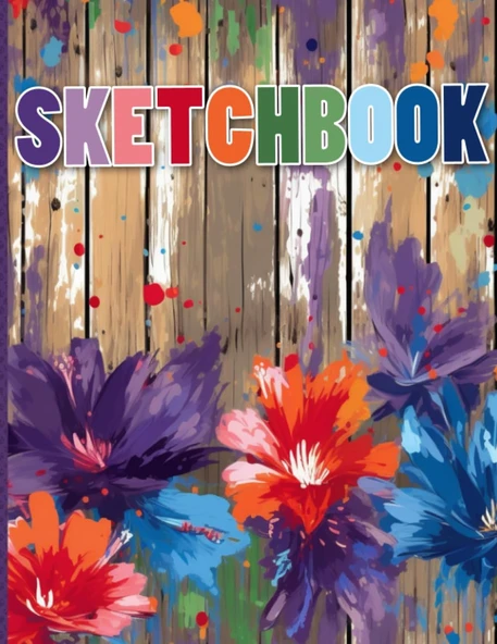 Sketchbook: Floral Abstract Paint, Blank Sketch Book For Kids, Adults, Artist Notebook/Journal For Drawing, Writing, Sketching Or Doodling, Blank Paper, 120 Blank Pages, 8.5X11 (Blank Drawing Book) ürün görseli 1