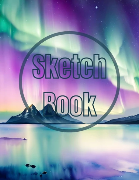 Sketch Book: Watercolor The Aurora Lights Over The Sea View Cover Page Sketchbook Blank Paper Pad 8.5" X 11" - 120 Pages Blank Paper ... Unlined Journal Cover Sketchbooks ürün görseli 1