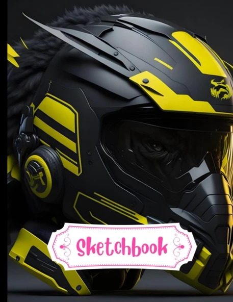 Independently Published Sketch Book: Aggressive Lion With Racing Helmet, Big Size 8.5X11 Inches, 120 Pages ürün görseli 1