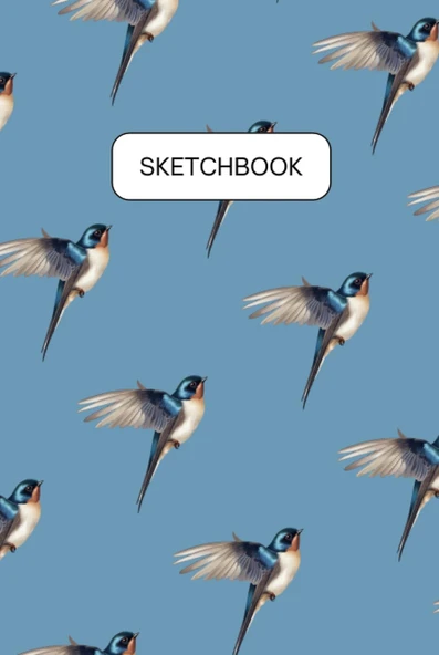 Graceful Soar Sketchbook - Swallow Sketchpad - Hardcover - Plain / Blank Pages ürün görseli 1