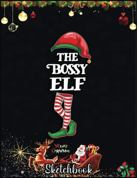 Christmas Sketch Book: Bossy Elf Matching Group Christmas Gift, 120 Pages Help You Your Ideas Size 8.5 X 11 Inches ürün görseli 1