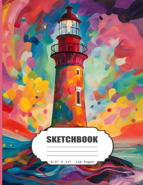 Sketchbook: Lighthouse Blank Sketch Book For Kids, Adults, Artist Notebook/Journal For Drawing, Writing, Sketching Or Doodling, Blank Paper, 120 Blank Pages, 8.5X11 (Blank Drawing Book) ürün görseli 1