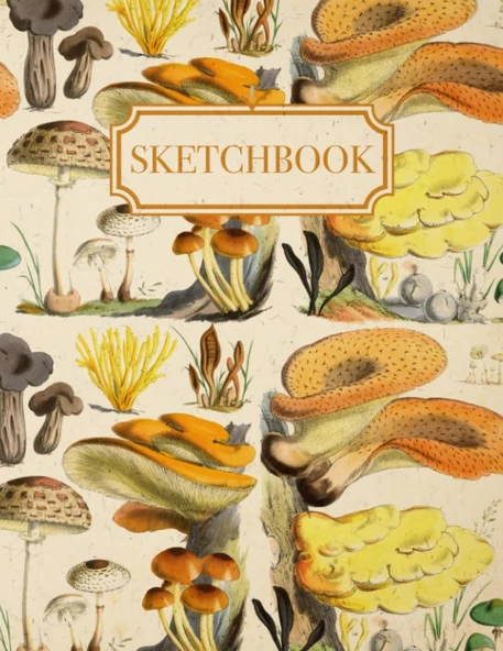 Mushroom Sketchbook: Large Blank Paper Sketchbook | Mushroom Theme | 100 Pages For Art, Doodling, And Designing ürün görseli 1