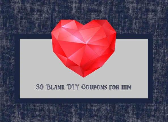 Independently Published Navy With Heart, 30 Blank, Diy Coupon Book For Him, To Show Appreciation, For Gifts, Birthdays, Anniversary, Christmas, Anytime: 8.25" X 6" Inches ürün görseli 1