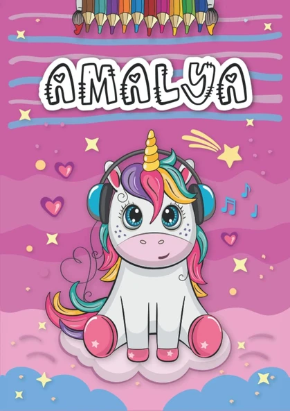 Independently Published Amalya: Livre De Coloriage Personnalisé Pour Amalya | Licorne | Cadeau D'Anniversaire Pour Fille ... | 4 À 8 Ans | 25 Motifs De Licorne Avec Le Prénom Amalya, Grand Format A4 ürün görseli 1