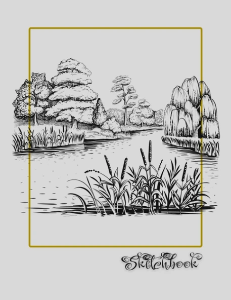 Sketchbook: River Scene, Large 8.5" X 11", 110 Pages, Perfect For Everyone, Crayons, Pencils, Drawing And Sketching ürün görseli 1
