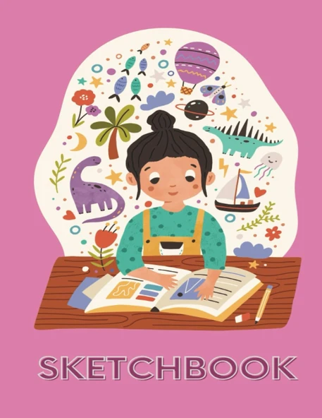 Independently Published Sketchbook: Pink For Kids, Large 102 Pages, 8.5" X 11", Great For Drawing, Doodling, Writing, Sketching & Crayon Coloring, Paperback ürün görseli 1