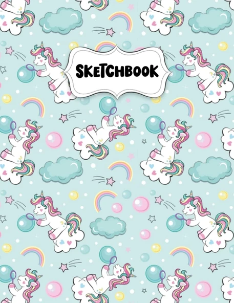 Sketchbook: Beautiful Little Unicorn Sketch Book For Drawing: Blank Sketch Pad For Drawing For Kids: Sketchpad For Drawing For Kids, Bleed Proof Sketch Book 8.5 X 11 ürün görseli 1