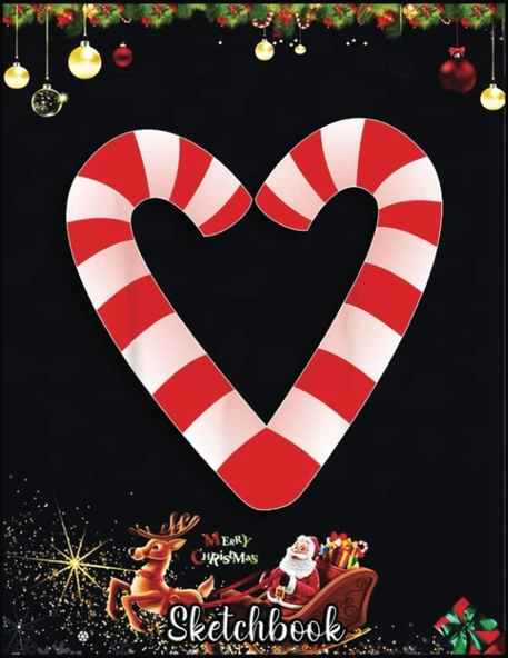 Christmas Sketch Book: Candy Cane Heartschristmas Xmas Holidays Santa Gift, 120 Pages Help You Your Ideas Size 8.5 X 11 Inches Sketchbook ürün görseli 1