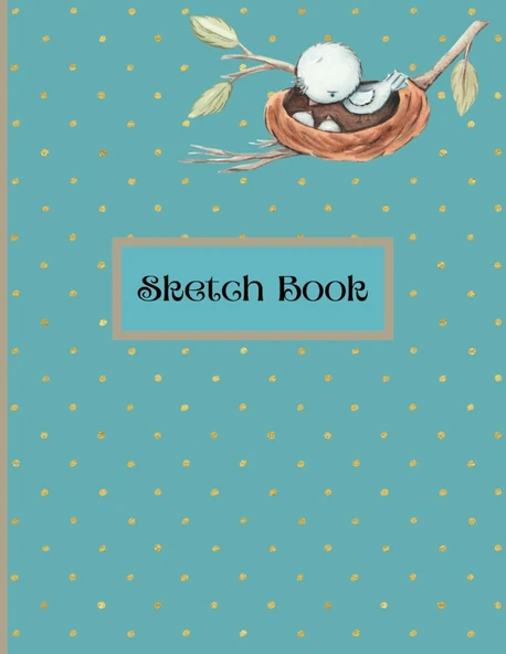 Sketch Book: Polka Dotted Pattern With Watercolor Birds In Nest, Blank Drawing Paper Pad, Pretty Notebook For Sketching, Drawing, Doodling, Poetry Writing & Journaling ürün görseli 1