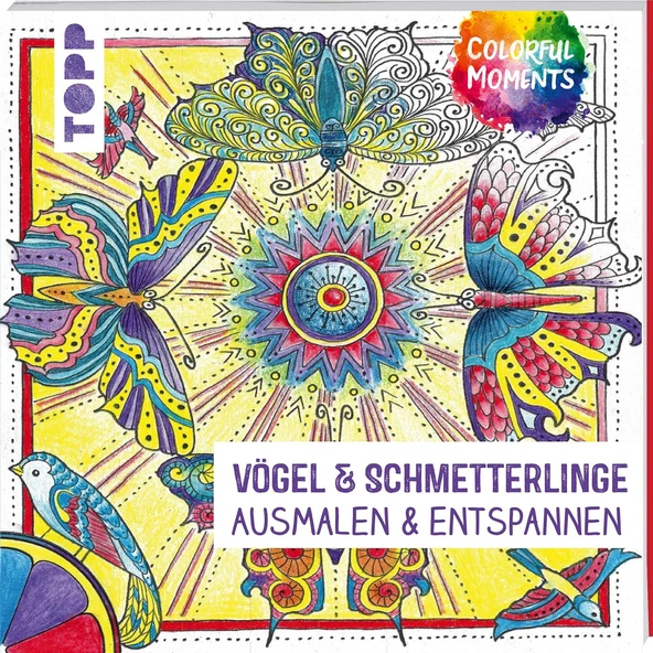 Colorful Moments - Vögel & Schmetterlinge: Ausmalen & Entspannen ürün görseli 1