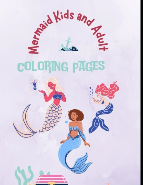 Independently Published Girls Coloring Book With 50 Little Mermaids Themed Sheets ürün görseli 1