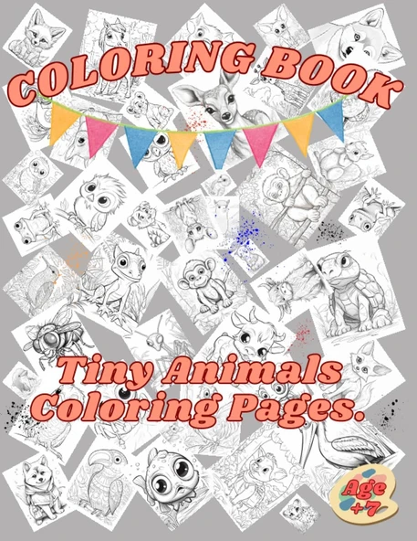 Independently Published Coloring Book, Tiny Animals Coloring Pages. Age +7: Tiny Animals Coloring Pages With Various Types Of Animals. ürün görseli 1