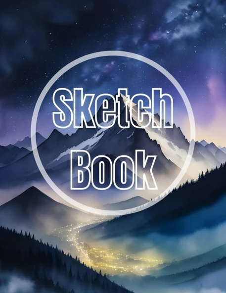Sketch Book: Watercolor Mountain Night View Cover Page Sketchbook Blank Paper Pad 8.5" X 11" - Sketchbook 120 Pages Blank Paper Book ... Unlined Journal Cover Sketchbooks ürün görseli 1