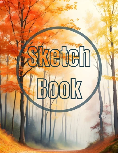 Sketch Book: Watercolor Autumn In The Forest View Cover Page Sketchbook Blank Paper Pad 8.5" X 11" - 120 Pages Blank Paper Book For ... Unlined Journal Cover Sketchbooks ürün görseli 1