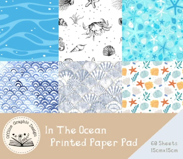 In The Ocean: Printed Paper Pad: 15Cm X 15Cm ürün görseli 1
