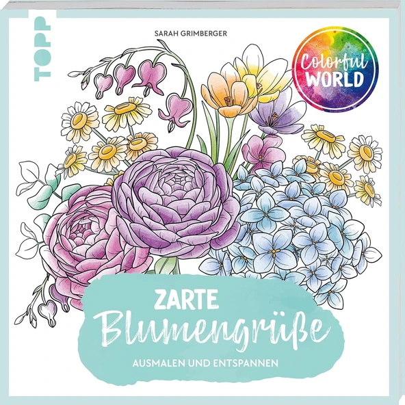 Colorful - Zarte Blumengrüße: Ausmalen & Entspannen ürün görseli 1