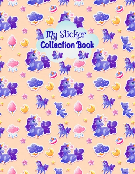 Independently Published My Sticker Book: Blank Sticker Album Journal For Boys, Girls, Kids And Toddlers Of All Ages, Cute Funny Unicorn Pattern Themed Stickers Book F ürün görseli 1